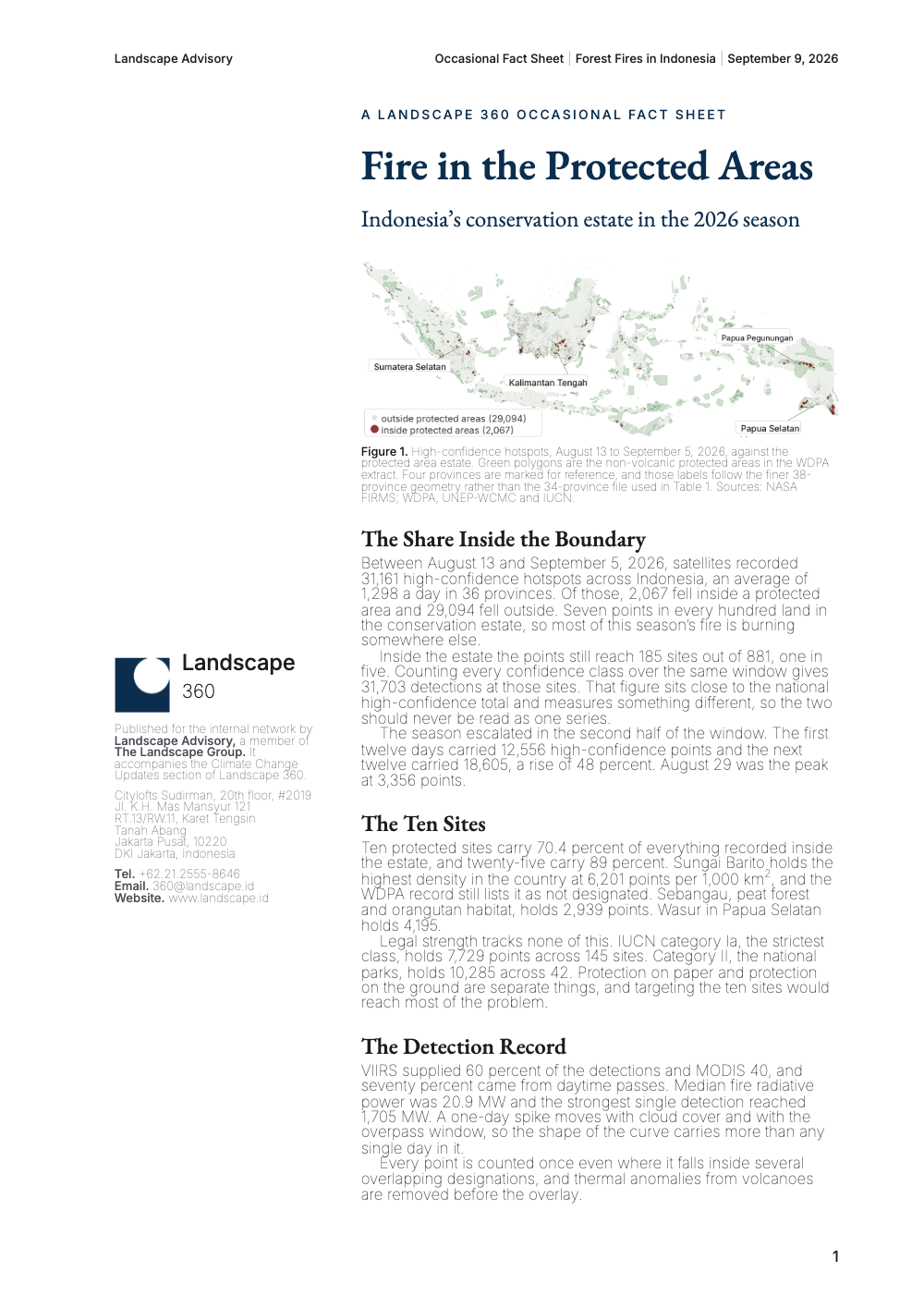 First page — Fire in the Protected Areas